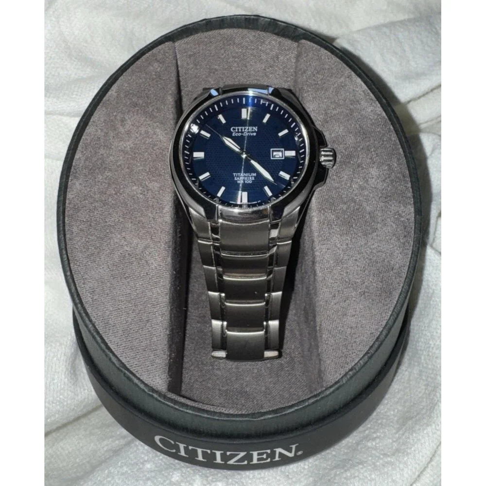 Citizen Eco-Drive Blue Dial Bracelet Titanium Men's‎ Watch BM7170-53L